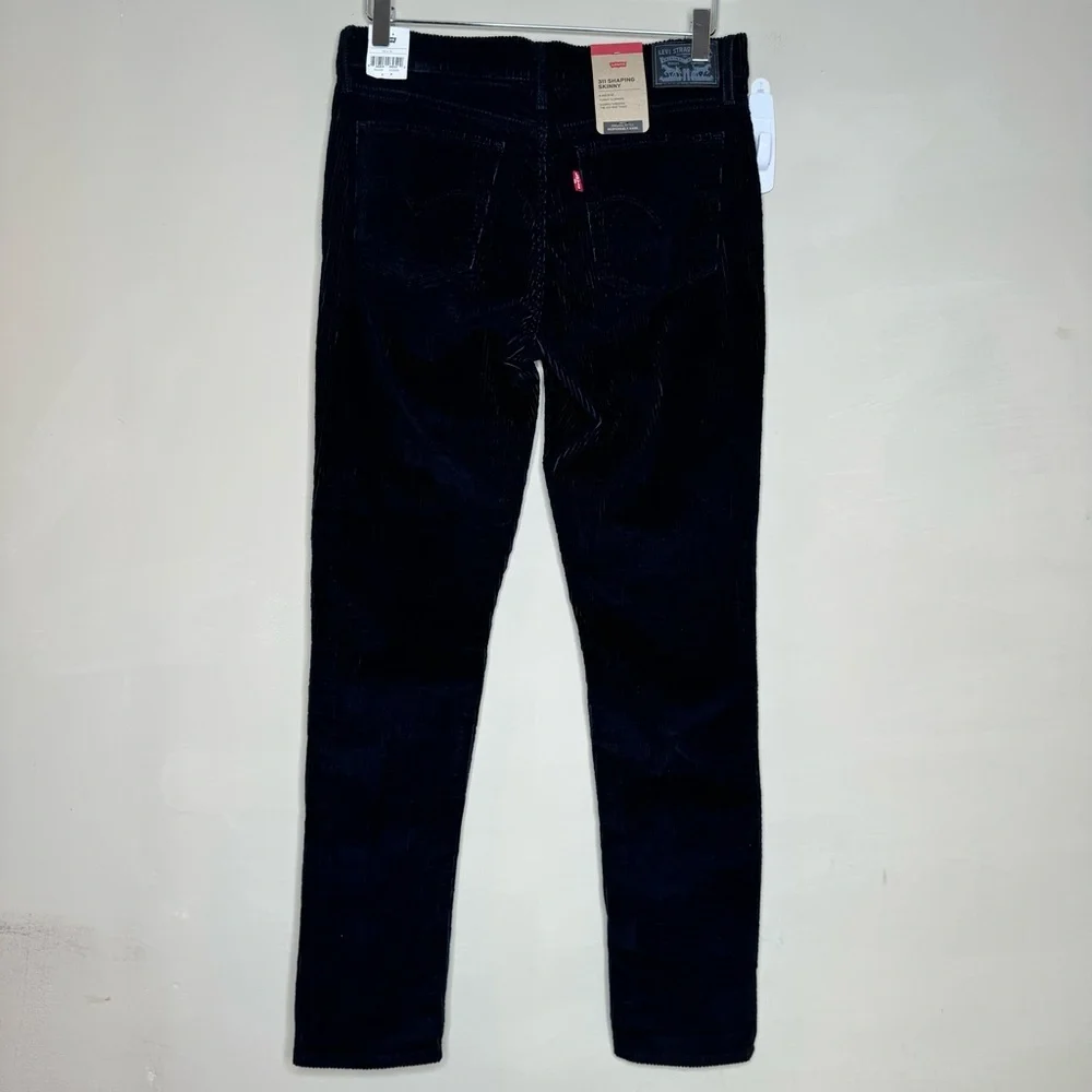 Levis 311 Shaping Skinny Corduroy Pants Black Midrise Jeans Women Sz 30x30 NEW